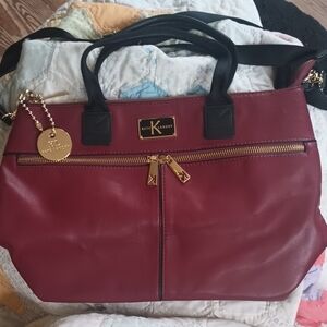 Kate Landry Red/Burgundy Purse with Black Accents